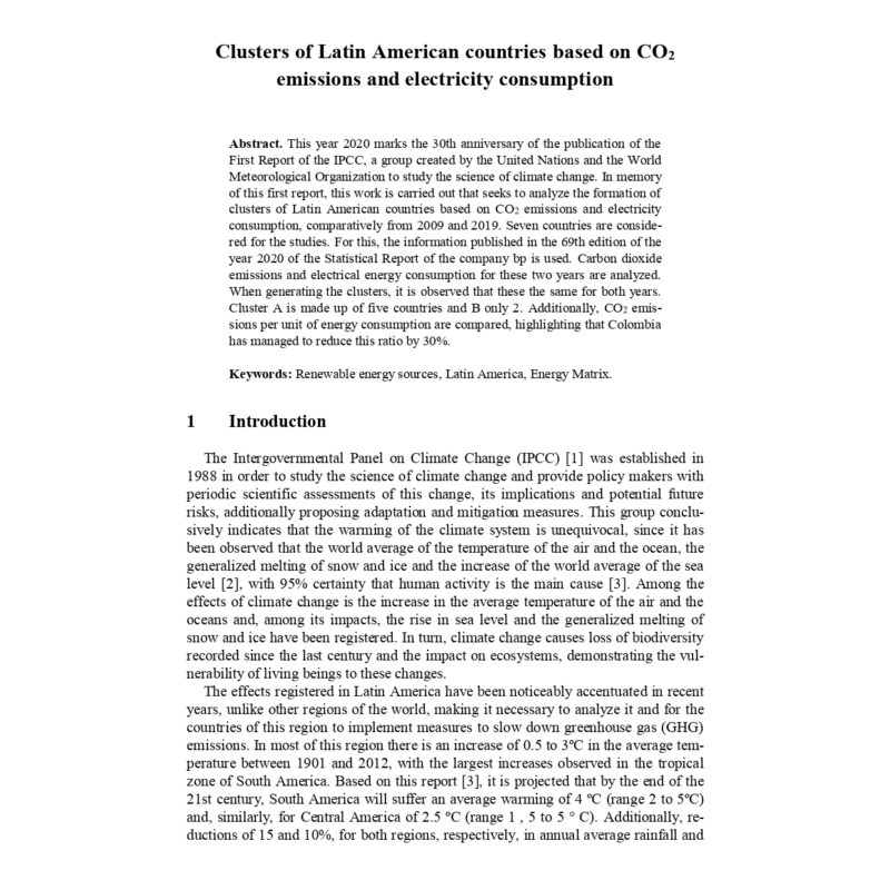 Clusters of Latin American countries based on CO 2 emissions and electricity  consumption